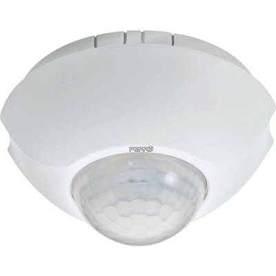 A white ceiling-mounted motion sensor with a dome-shaped lens, designed for detecting and automating movements in indoor spaces.