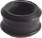 A black, round rubber bush, often used for sealing or dampening in mechanical applications.