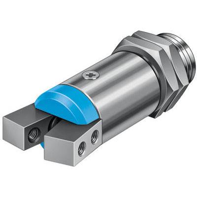 A cylindrical metal tool with blue accents and multiple screws. Used for assembly or fastening in mechanical engineering.