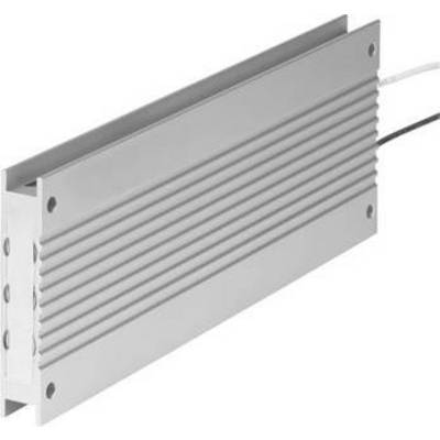 Grey, rectangular aluminium casing with fins and cables on the side. Important component of an electrical device.