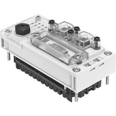 A white electronic device with several black and transparent components, presumably an electrical junction block.