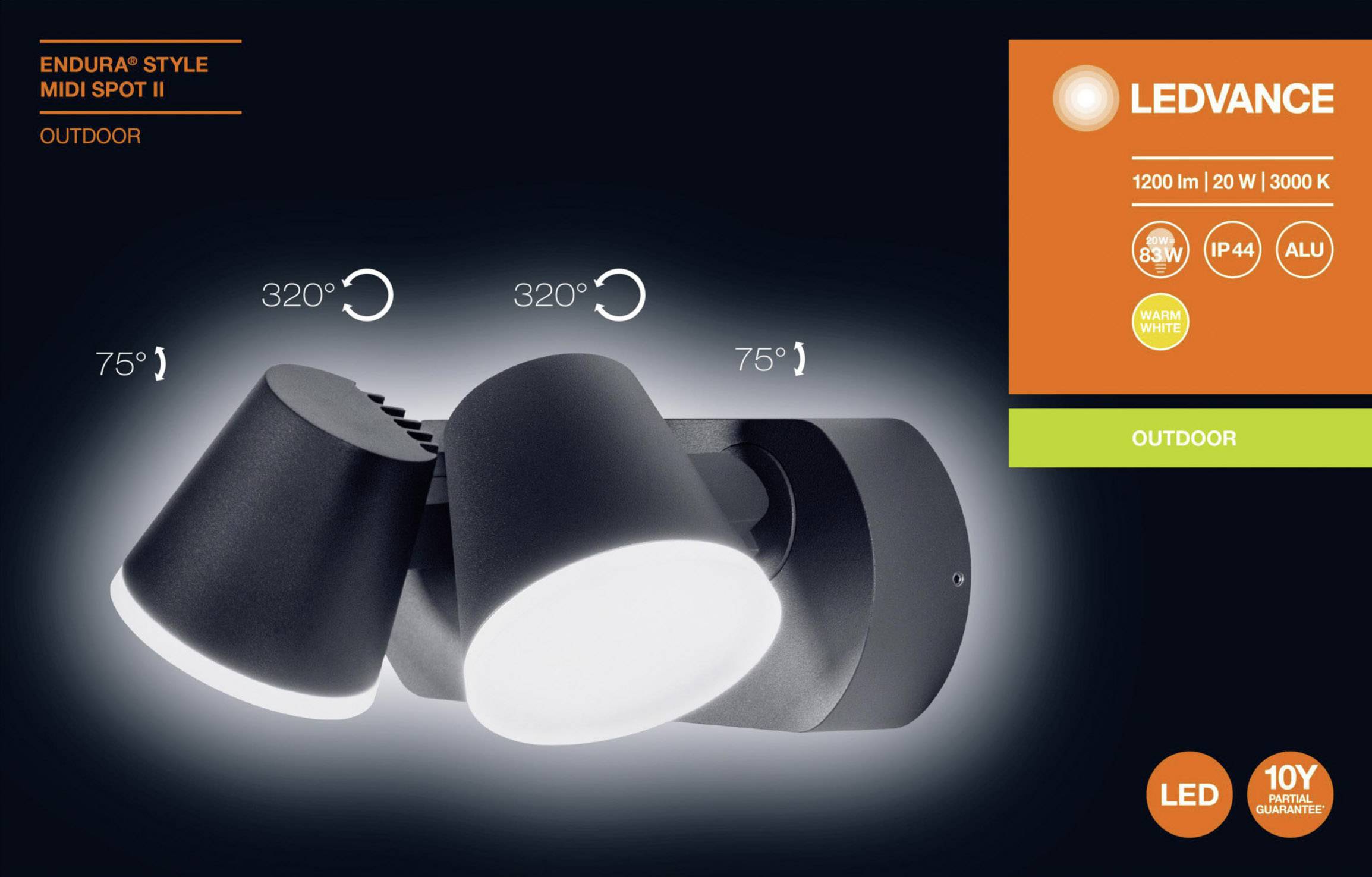 LEDVANCE ENDURA® STYLE MIDI SPOT L 4058075205499 LED outdoor floodlight 20 W-3