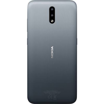 Back of a Nokia smartphone in metallic blue, with three vertically arranged cameras in the top centre.