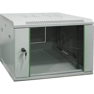 Metal cabinet with glass door, partially open, containing a key in the lock. Ideal for securely storing equipment.