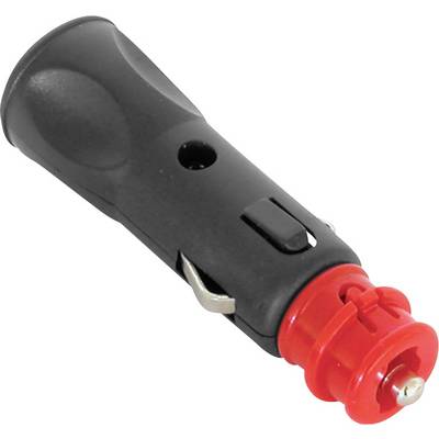 Black socket adapter with red end, suitable for car chargers, for powering devices in a car.