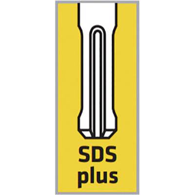 'Black and white representation of an SDS-plus drill bit on a yellow background.'