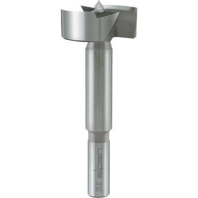 A silver Forstner drill bit with an integrated shank and sharp point, suitable for drilling precise, smooth holes in wood.