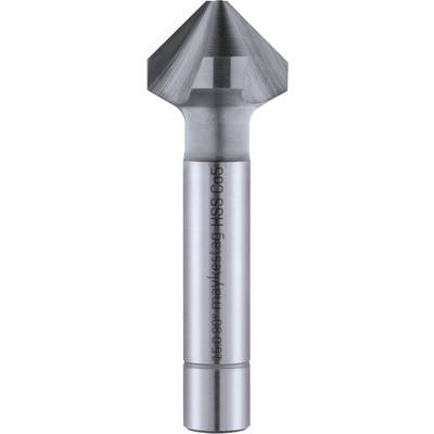 A tapered countersink made of stainless steel, suitable for deburring and countersinking holes in metal.