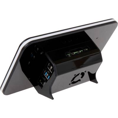 A smart touchscreen display with multiple USB ports and ventilation slots on the rear.