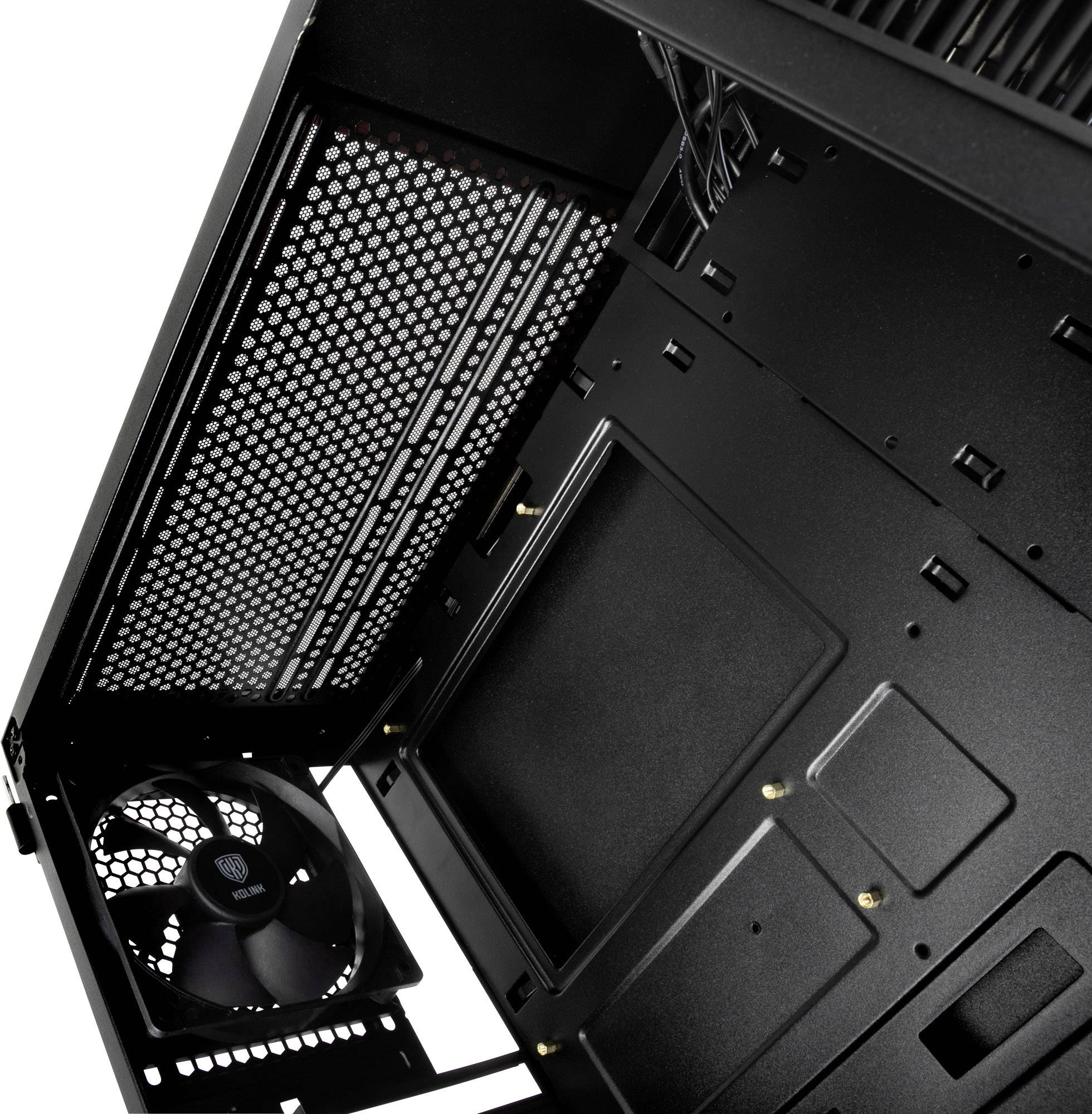 Kolink Castle Midi tower Game console casing Black 2 built-in fans, Window, Dust filter-6