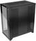 Black computer case with tempered glass side panel and ventilated front, suitable for DIY PC build, modern design.