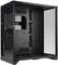 Open PC case in black, showing the interior with mounting rails and ventilation openings. No components installed.