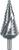 Metal step drill bit, tapered in shape with multiple diameter stages, for drilling various hole sizes in thin materials.