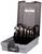 Set of drill countersinks in an open grey plastic case, comprising seven drill countersinks of different sizes. Brand logo visible.