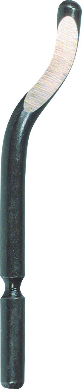 Black, curved dental modelling instrument with a smooth, metallic tip for precise shaping and working of dental fillings.