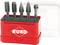 'A red-packaged milling cutter set by Ruko with five differently shaped rotating metal cutters, suitable for precision work.'