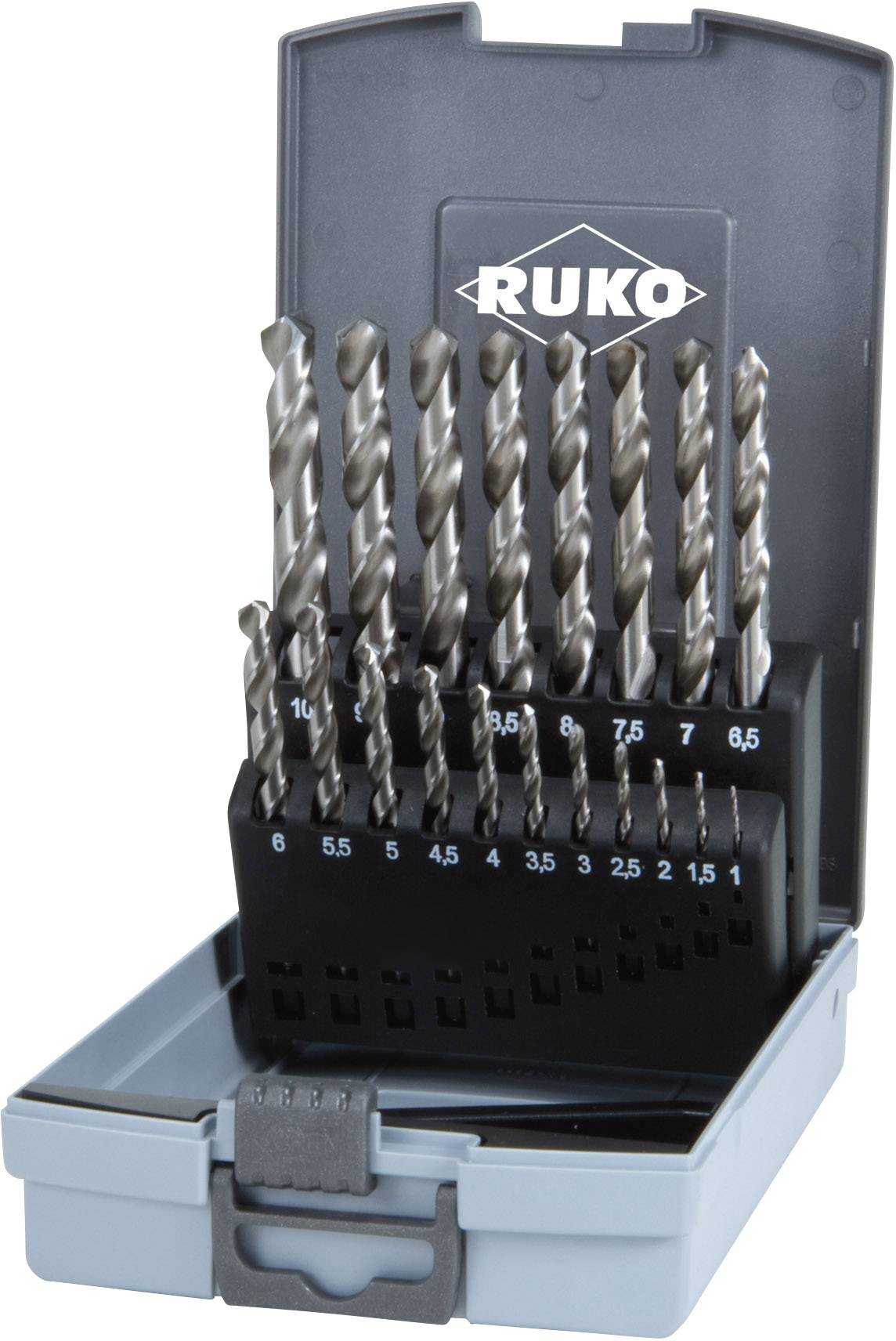 RUKO 214214RO HSS-G Metal twist drill bit set 19-piece DIN 338 Cylinder shank 1 Set