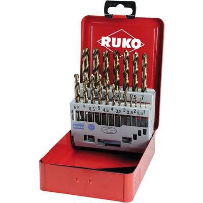 RUKO 215214 HSSE-Co 5 Metal twist drill bit set 19-piece    DIN 338 Cylinder shank 1 Set