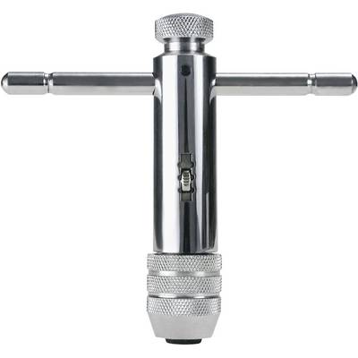 A silver T-handle drill chuck with knurled ends and a clamping mechanism in the centre, against a neutral background.