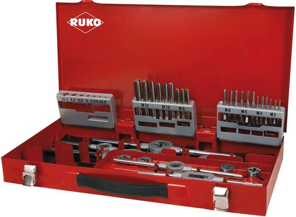 RUKO 245020 CNC tap set 37-piece metric M3, M4, M5, M6, M8, M10, M12 Right hand cutting HSS 1 Set