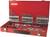 A red toolbox with various drill bits and tap and die sets, including sizes such as M12, M10 and M8, well organised.