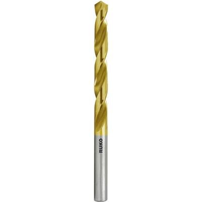 Metal drill bit with a golden, spiral tip and silver shaft for precise drilling into metal surfaces.
