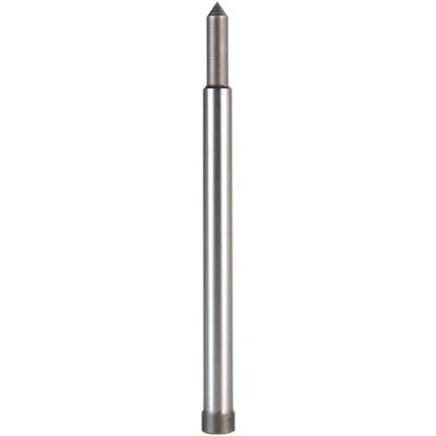 Metallic, cylindrical pin with a pointed end, vertically positioned. Used in industrial applications or mechanical engineering.