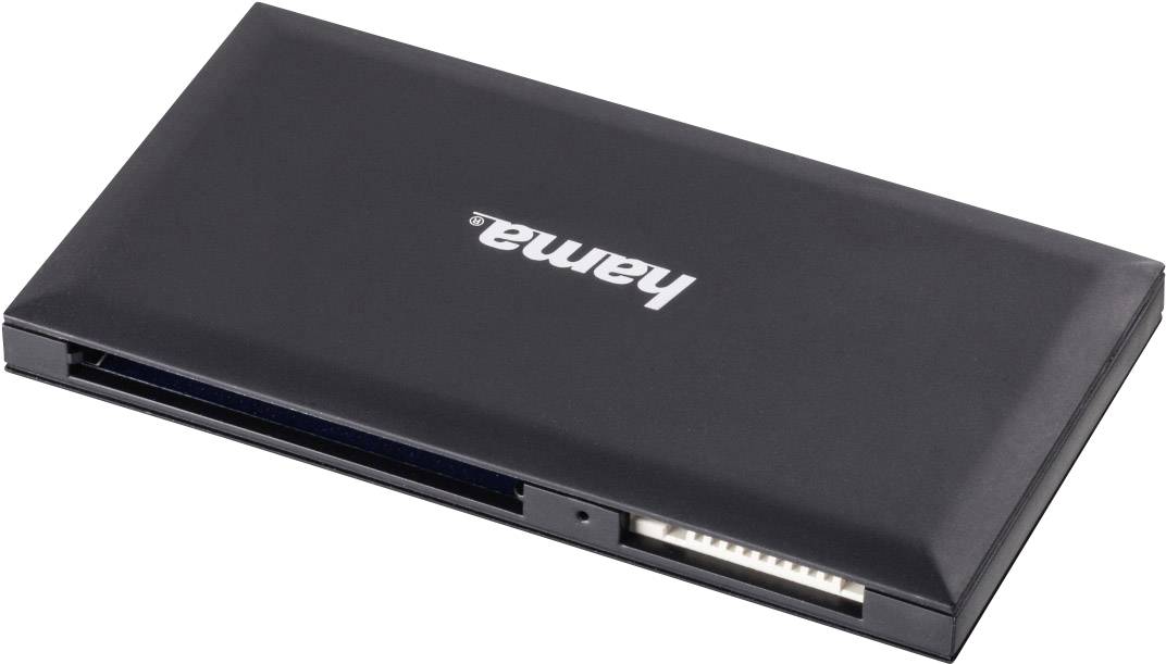 Flat, black hard drive enclosure with 'Hama' printed on it. Suitable for housing an internal hard drive for external connection.