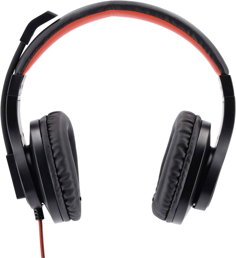 Hama HS-USB400 Over-ear headset Corded (1075100) Stereo Black, Red Volume control, Microphone mute PC-3