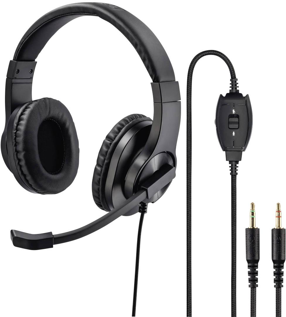 Image of Hama PC Over-ear headset Corded (1075100) Stereo Black Volume control, Microphone mute
