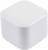 A white, cube-shaped object with rounded corners, possibly a small technical device or accessory.