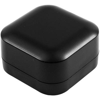 Black square box, possibly for jewellery storage. Matte finish, compact size.