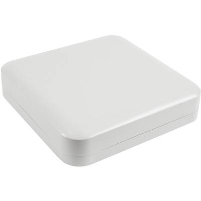A square, flat, white enclosure with rounded corners. It appears simple and could potentially house a technical device.