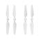 Two pairs of white drone propellers are arranged side by side, visible against a white background. They have an aerodynamic shape.