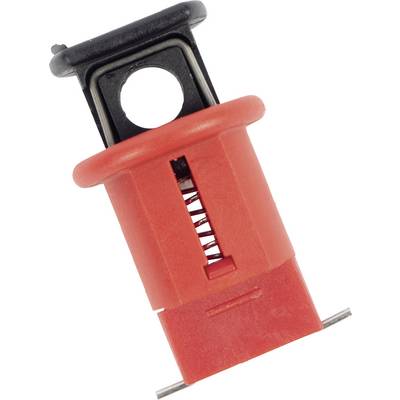 Red plastic safety holder with metal contacts, suitable for electronic applications in vehicles or machinery.