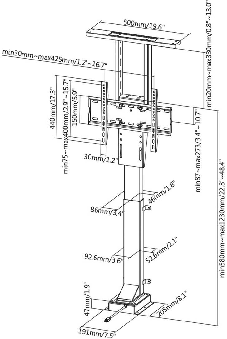 My Wall HP 33-1 L TV wall mount 81,3 cm (32") - 121,9 cm (48") Height-adjustable, Stand-6