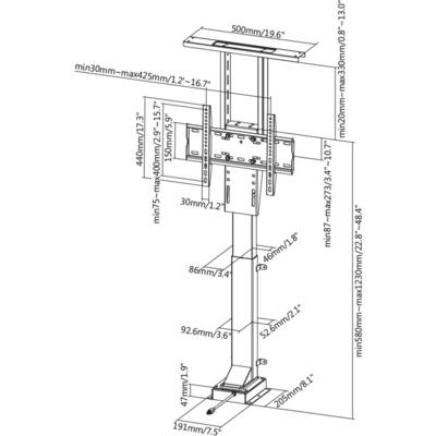 My Wall HP 33-1 L TV wall mount 81,3 cm (32") - 121,9 cm (48") Height-adjustable, Stand-6
