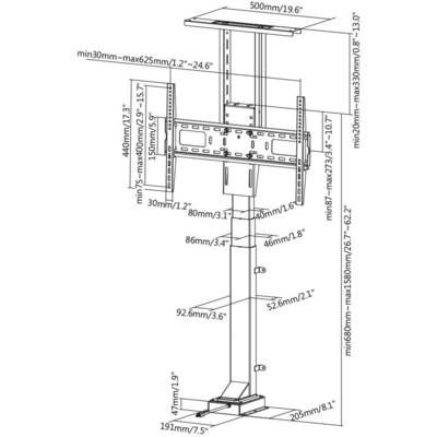 My Wall HP 33-2 L TV wall mount 94,0 cm (37") - 165,1 cm (65") Rigid, Height-adjustable-7