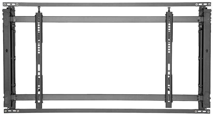 Black, rectangular metal frame, potentially suitable for mounting on a wall or ceiling.