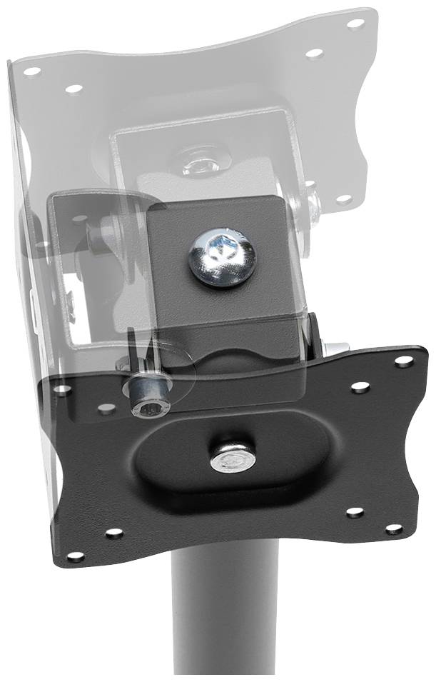 A black TV or monitor mount with adjustable mounting, suitable for various screen sizes and positions.