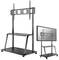 'TV or monitor stand with height-adjustable mounting system and shelf, ideal for presentations.'