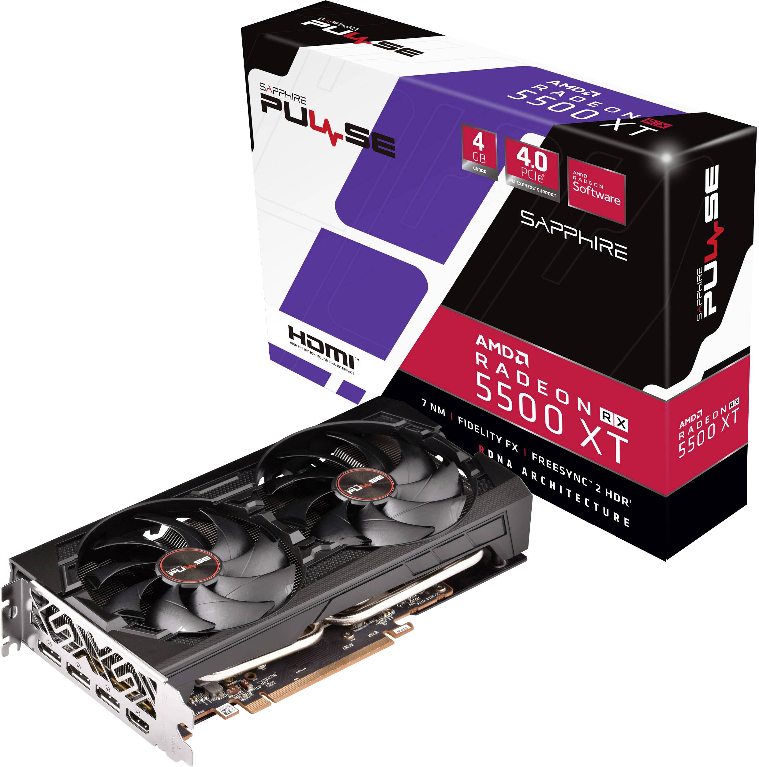 Sapphire GPU AMD Radeon RX 5500 XT Pulse 4 GB GDDR6 RAM PCIe x16 HDMI™, DisplayPort