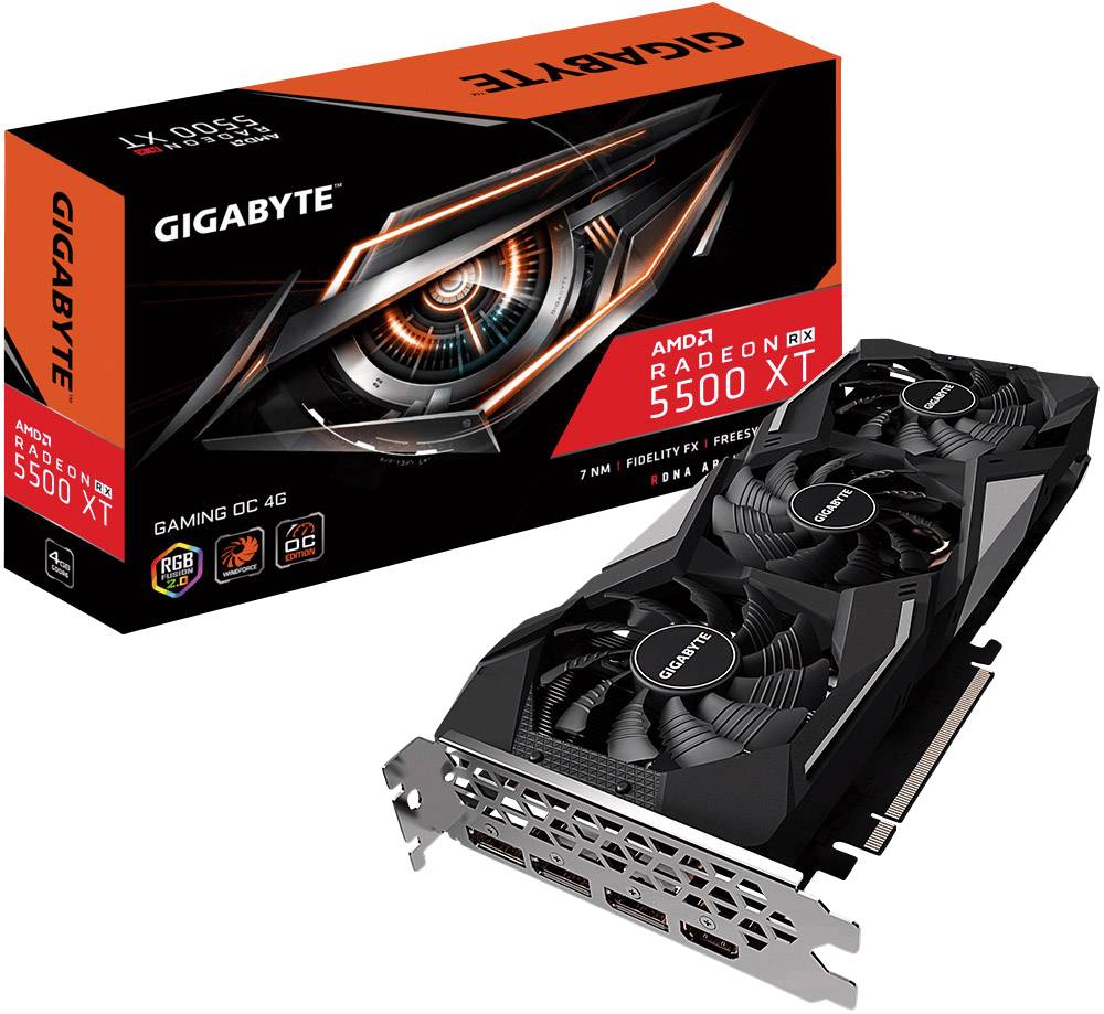 Gigabyte GPU AMD Radeon RX 5500 XT Gaming Overclocked 4 GB GDDR6 RAM PCIe x16 HDMI™, DisplayPort