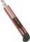 A red and black carpet knife with a retractable blade, suitable for cutting materials. The handle is ergonomically designed.