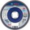 Bosch grinding disc for metalworking, suitable for stainless steel, 125 mm diameter, 22.23 mm bore, speed 12,200 rpm.
