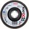 Bosch grinding disc with X-Lock system, suitable for metalworking. 125 mm diameter, 120 grit. Includes safety symbols.