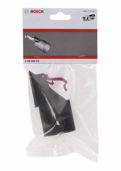 A black replacement blade from Bosch, model GHO 12V-20, in original packaging with a visible red plastic handle.