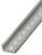 Metal rail with rectangular and oval holes along its length. Suitable for mounting electrical components.
