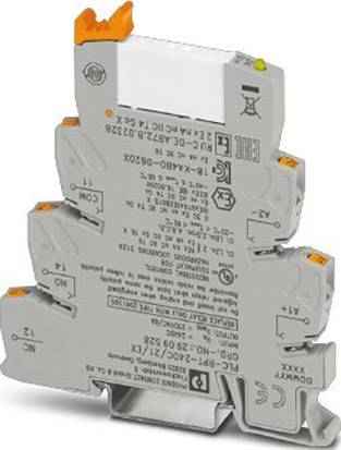A compact, grey electrical connection block with multiple screw terminals and a coloured lever for easy wiring.