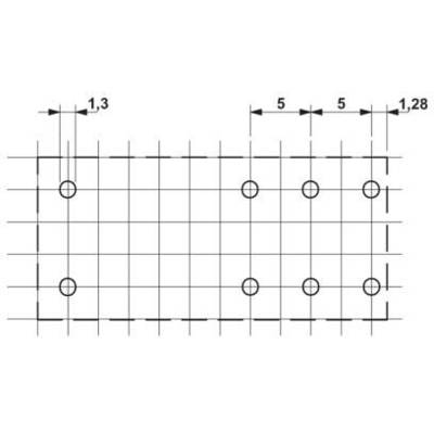 Rectangular grid structure with round points, evenly distributed. Labels show distances of 1, 3 and 5 units in two directions.